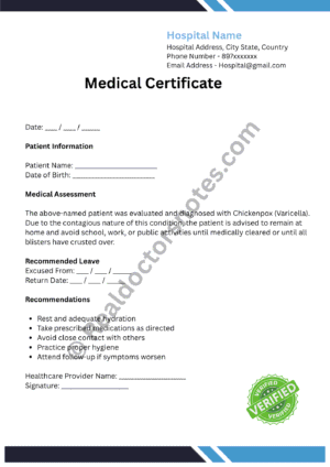 Doctors Note for chickenpox
