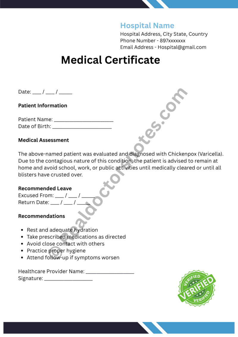Doctors Note for chickenpox Doctors Note for chickenpox