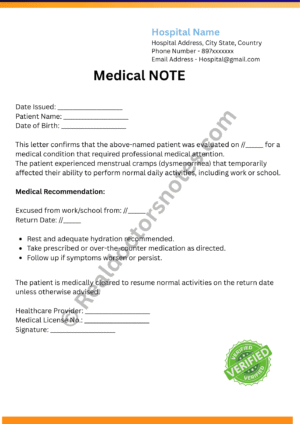 Doctor's Note for period cramps
