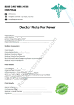 Medical Excuse Note for Fever