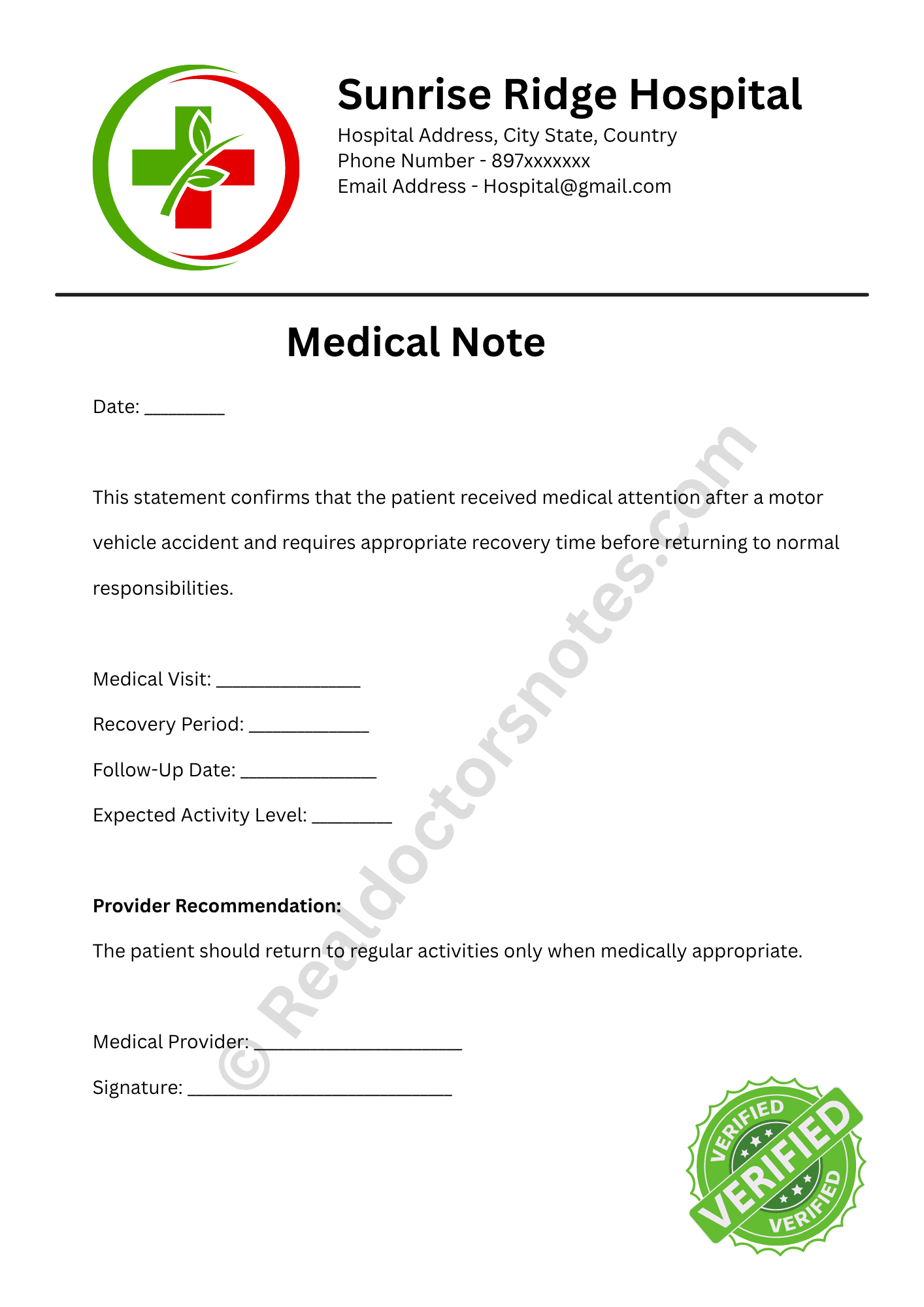 Doctors Note for Car Accident | Injury Leave Letter - Image 4
