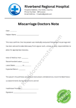 Miscarriage Doctors Note Miscarriage Doctors Note