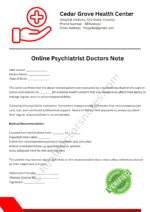 Online Psychiatrist Doctors Note Online Psychiatrist Doctors Note