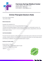Online Therapist Doctors Note Online Therapist Doctors Note