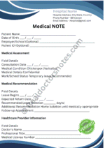Printable Doctors Note for Chickenpox