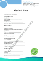 Printable Doctors Note for Sinus Infection