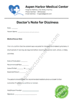 Doctor’s Note for Dizziness Doctor’s Note for Dizziness