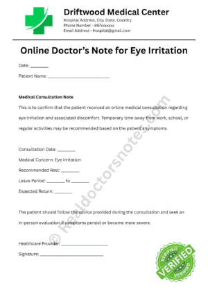 Doctor’s Note for Eye Irritation