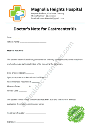 Doctor’s Note for Gastroenteritis