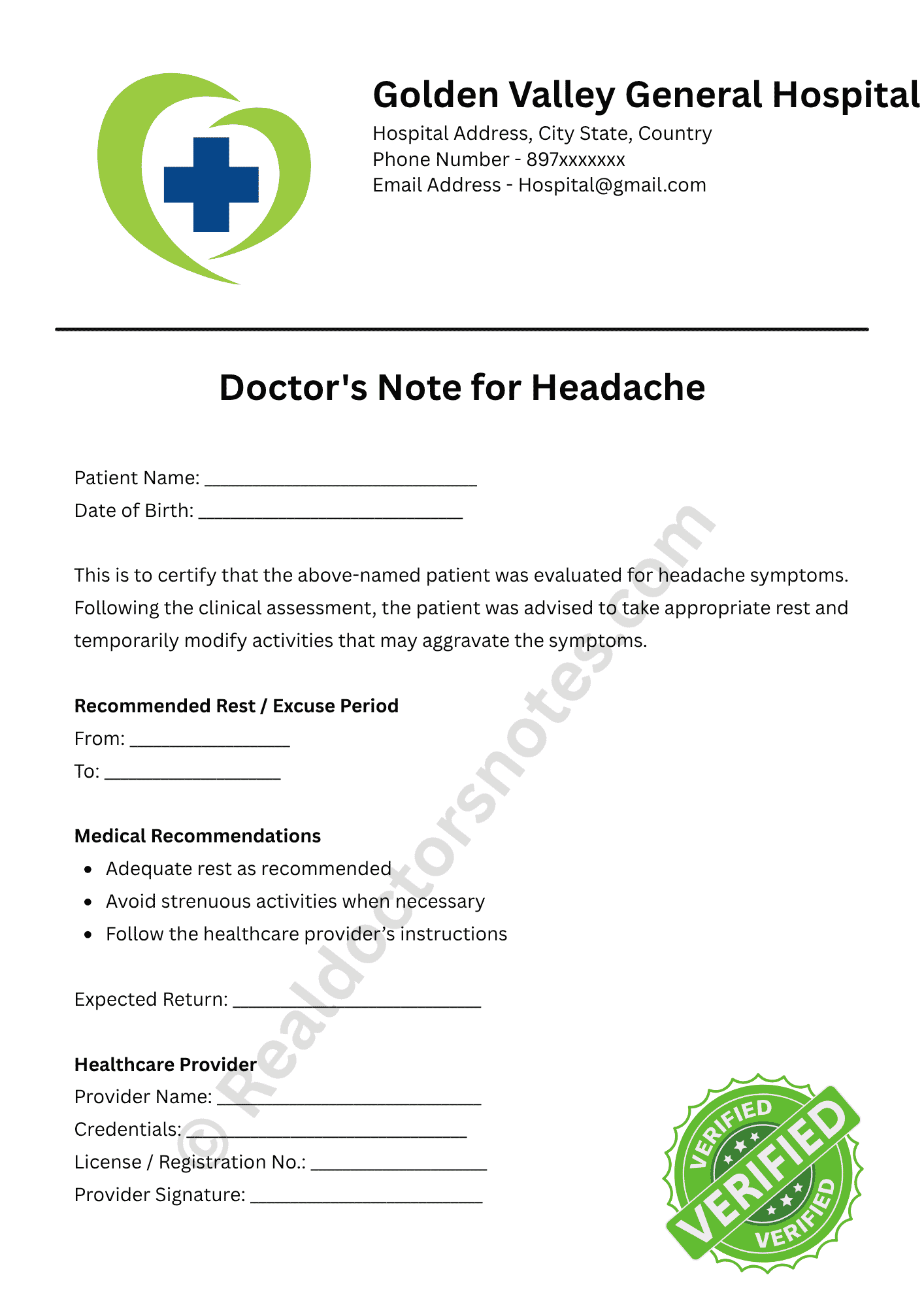 Doctor's Note for Headache – Work Excuse & Medical Note - Image 3