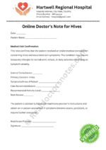 _Doctor’s Note for Hives _Doctor’s Note for Hives