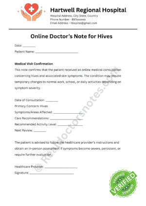 _Doctor’s Note for Hives