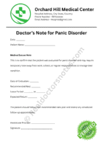 Doctor’s Note for Panic Disorder Doctor’s Note for Panic Disorder