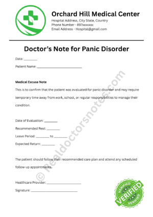 Doctor’s Note for Panic Disorder