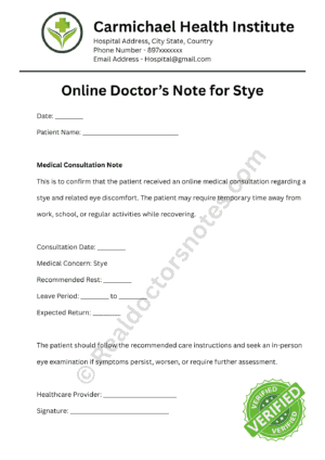 _Doctor’s Note for Stye