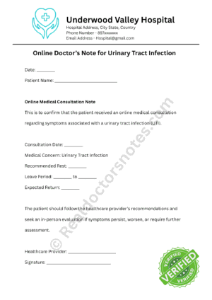 _Doctor’s Note for Urinary Tract Infection
