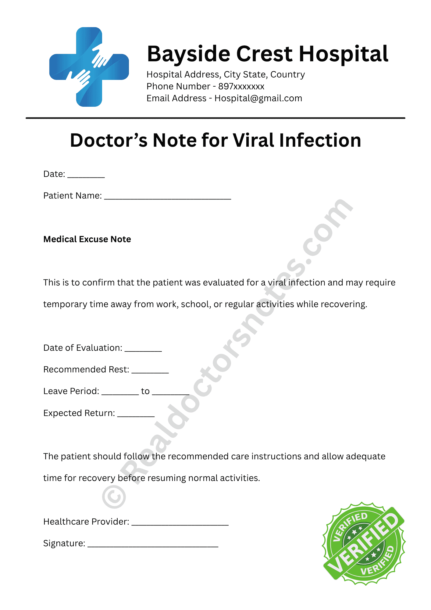 Doctor’s Note for Viral Infection: Sick Leave Certificate - Image 3