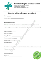 Doctors Note for car accident Doctors Note for car accident