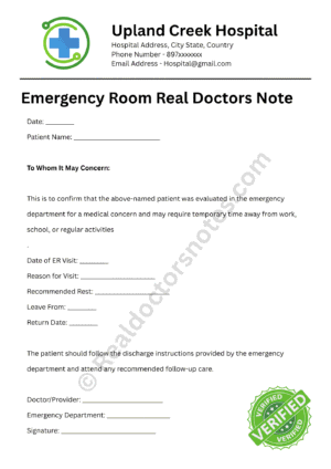 Emergency Room Real Doctors Note