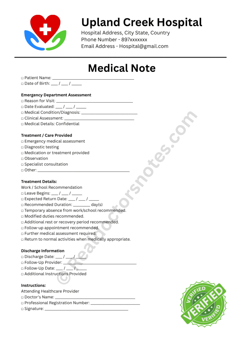 Emergency Room Real Medical Note