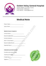 Headache Medical Certificate