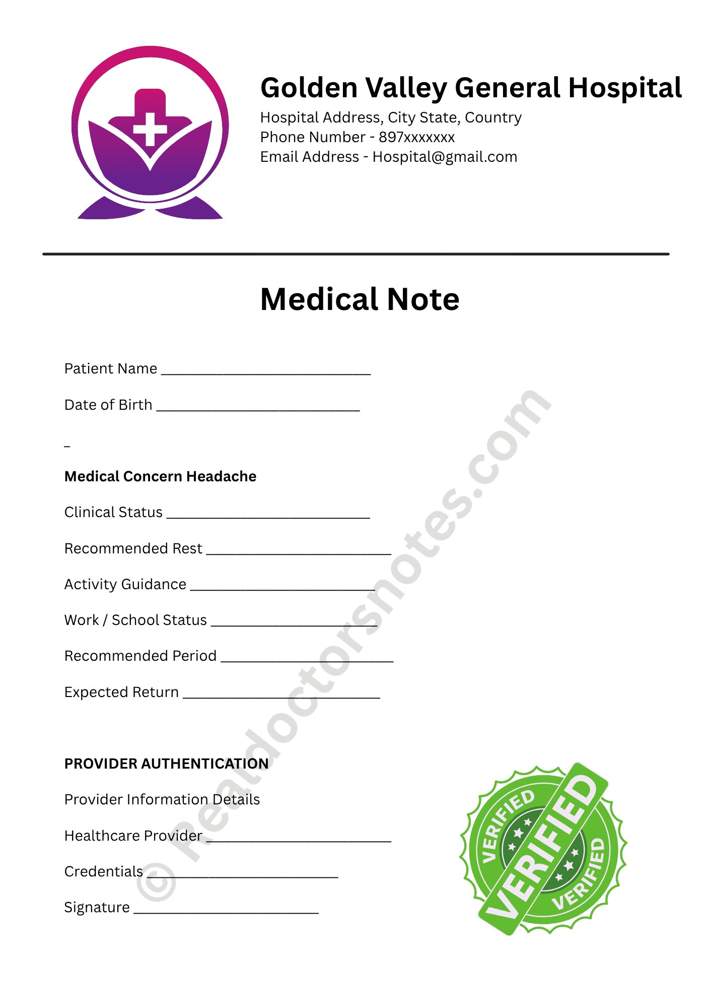 Doctor's Note for Headache – Work Excuse & Medical Note - Image 4