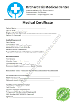 Medical Certificate for Panic Disorder