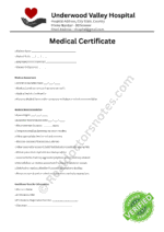 Medical Certificate for Urinary Tract Infection