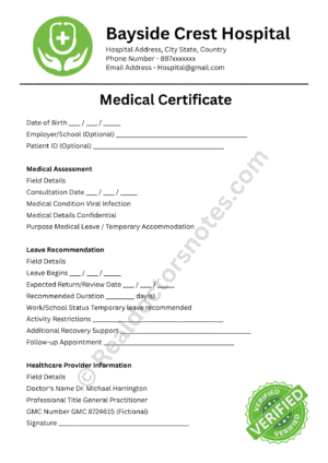 _Medical Certificate for Viral Infection
