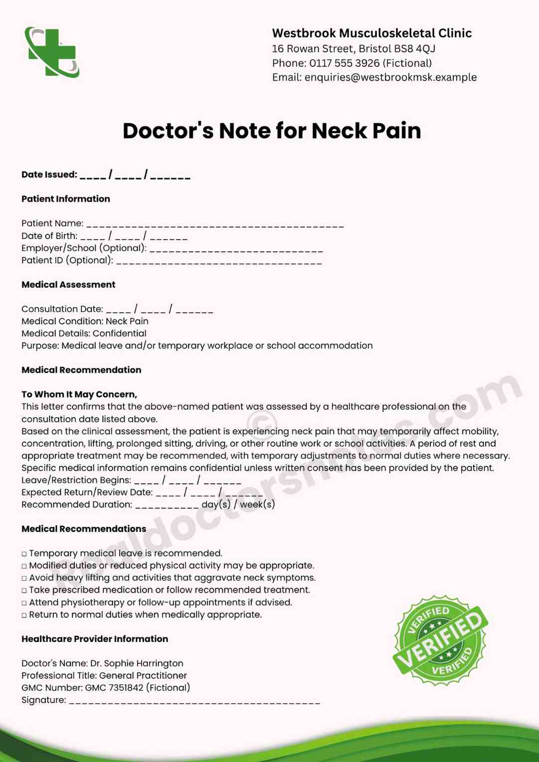 Doctor's Note for Neck Pain: Work & Medical Leave - Image 3