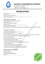 Medical Note for Insect Bites