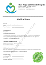 Medical Note for Knee Pain