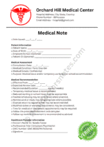 Medical Note for Panic Disorder