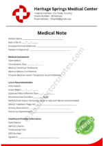 Medical Note for Toothache