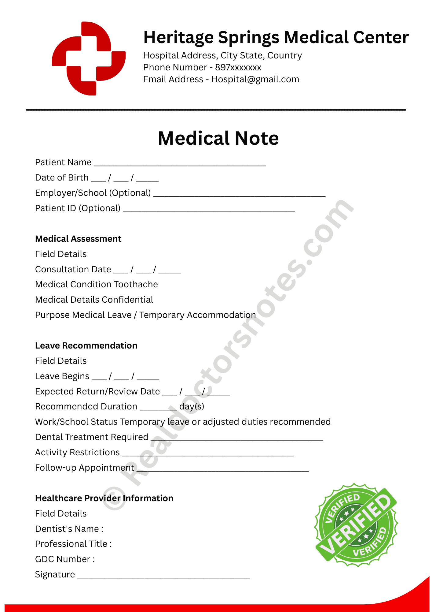 Doctors Note for Toothache | Dental Pain Work Note - Image 4