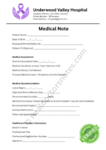 Medical Note for Urinary Tract Infection