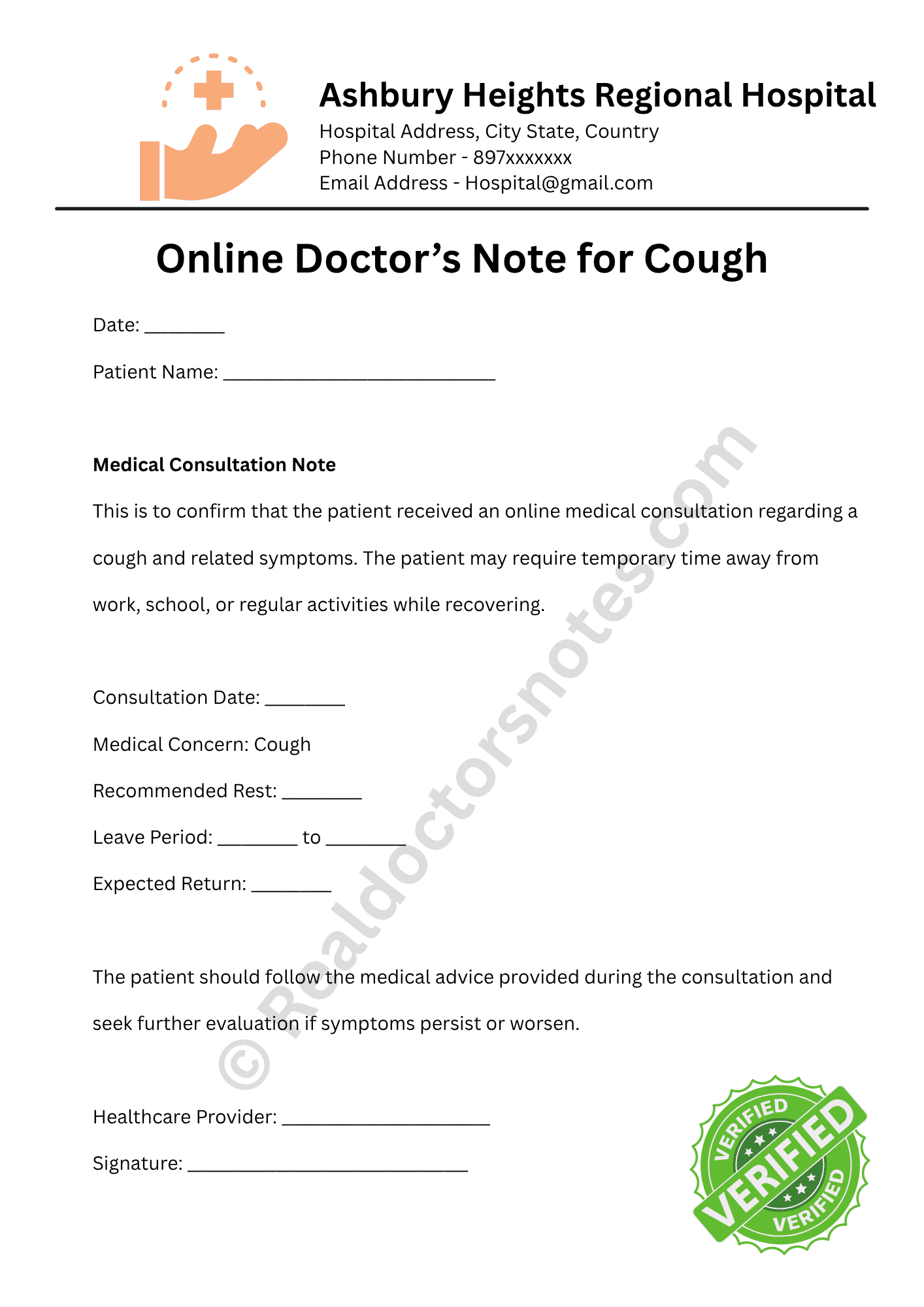 Online Doctor’s Note for Cough