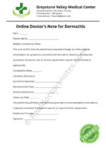 Online Doctor’s Note for Dermatitis