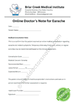 Online Doctor’s Note for Earache