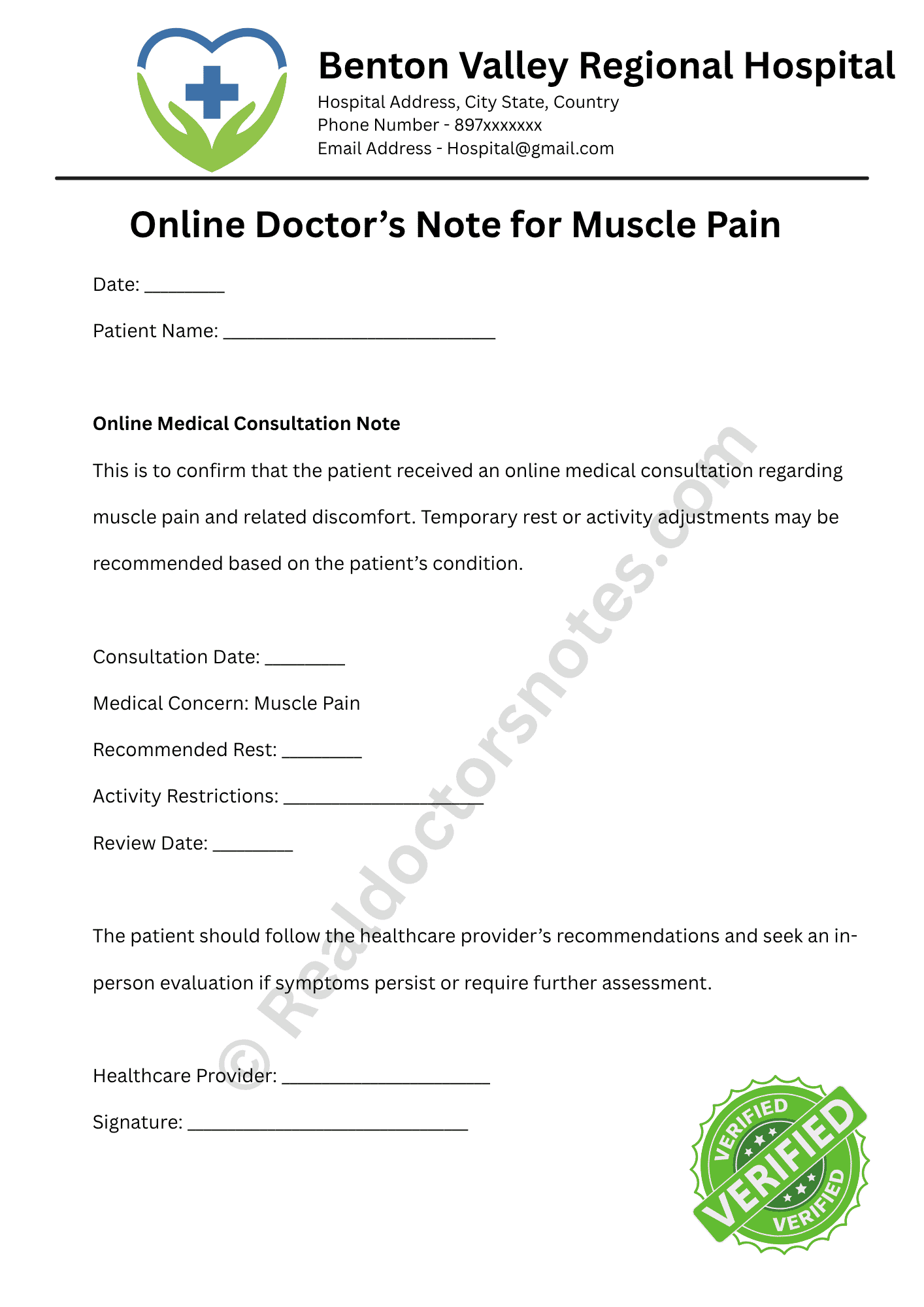 Online Doctor’s Note for Muscle Pain & Sick Leave - Image 2