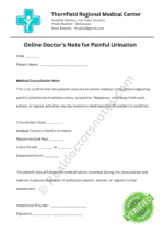 Online Doctor’s Note for Painful Urination