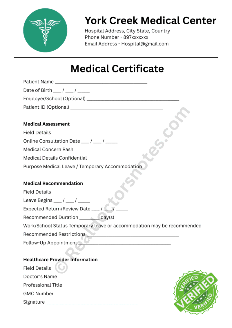 Online Medical Certificate for Rash