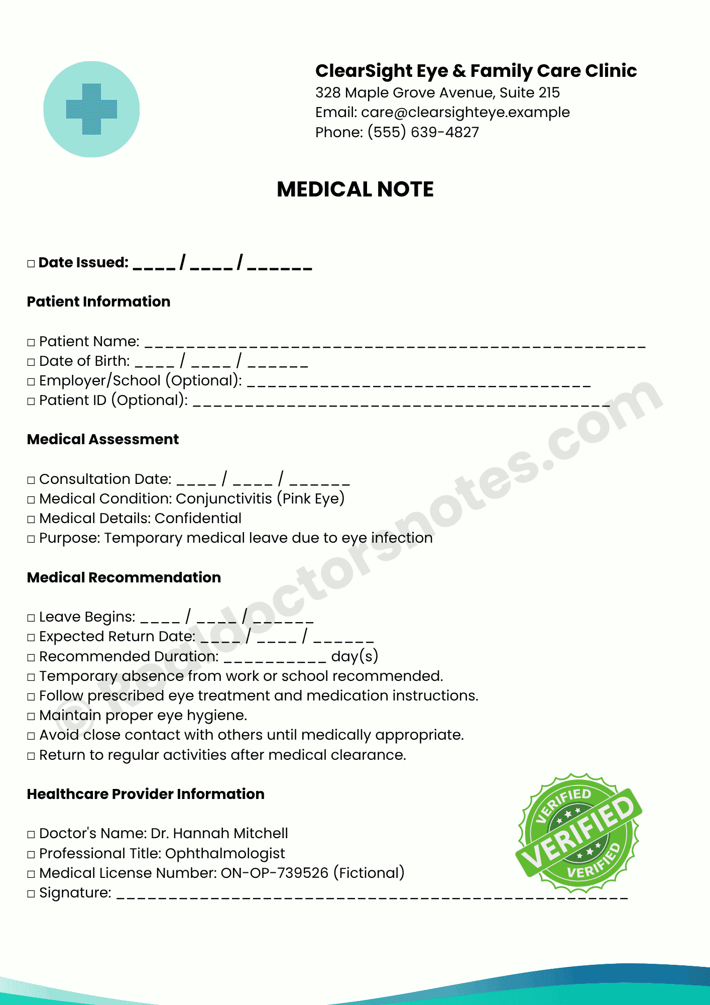 Doctor's Note For Conjunctivitis Eye | Pink Eye Leave - Image 4