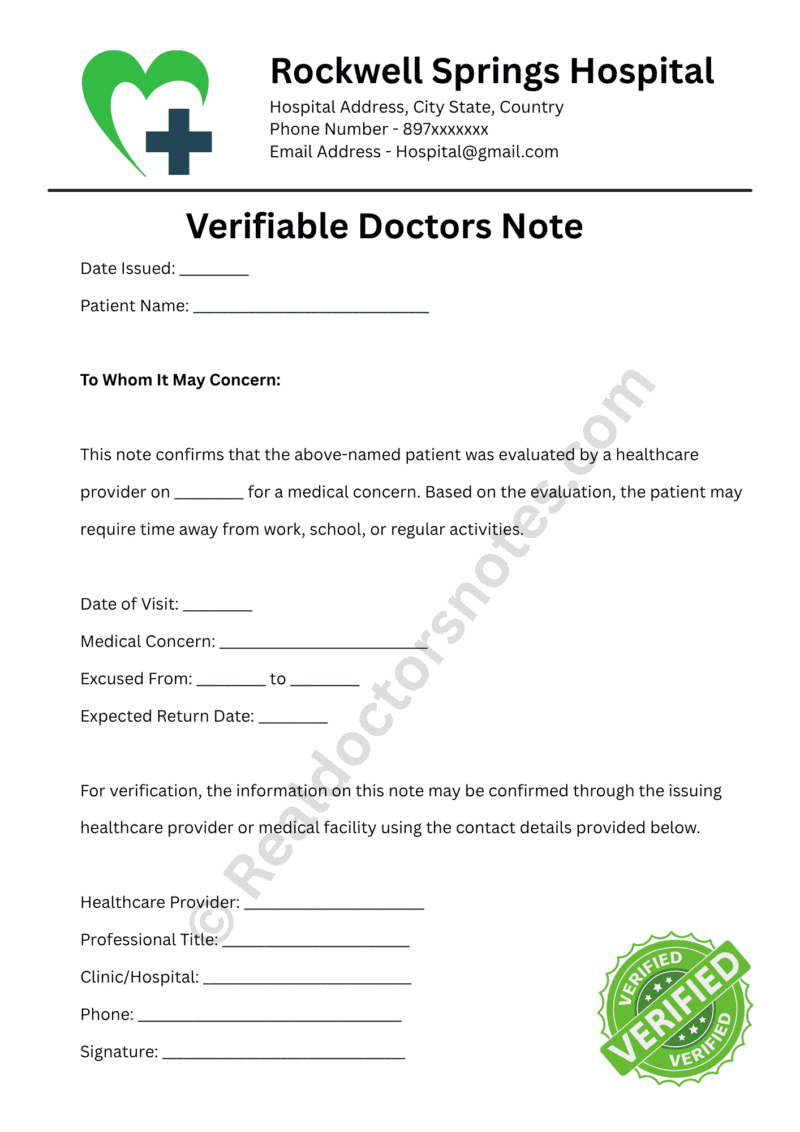 Verifiable Doctors Note Verifiable Doctors Note