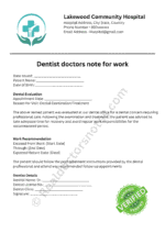 dentist doctors note for work dentist doctors note for work