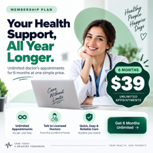 6-Month Unlimited Doctor Appointments — Just ð
