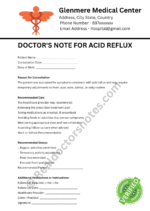 Doctor's Note for Acid Reflux