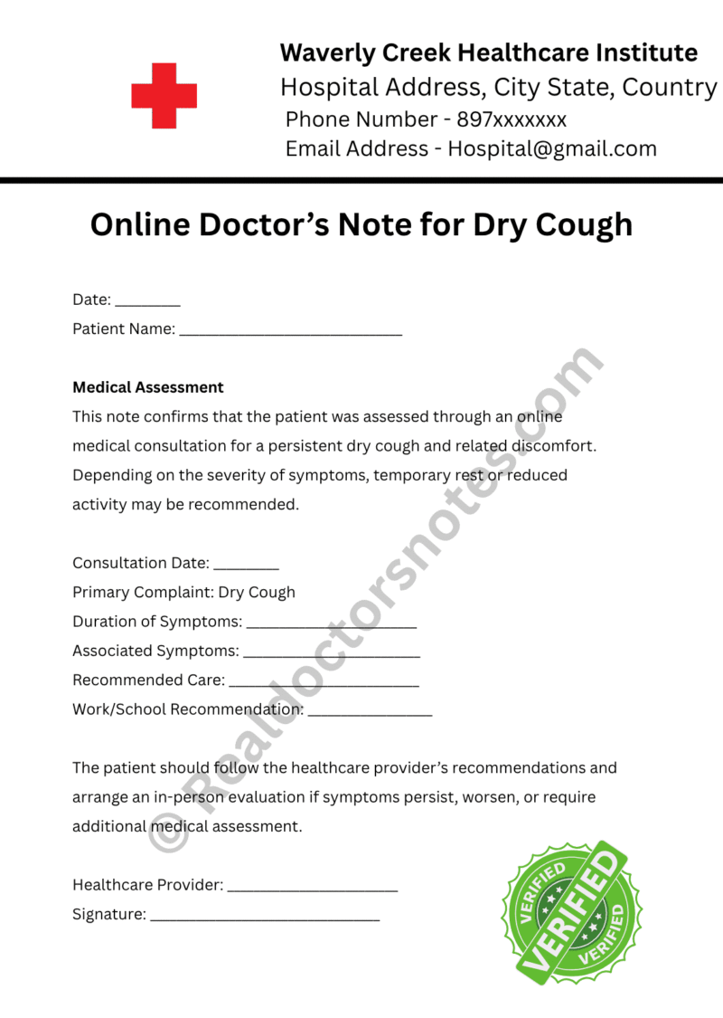 Doctor’s Note for Dry Cough