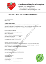 Doctor's Note for Extended Sick Leave