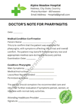 Doctor’s Note for Pharyngitis